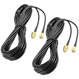 rp-sma coaxial extension cable rp male torp female connector for wireless lan router bridge amp cellular antenna not for tv -2pack 6 ft-black