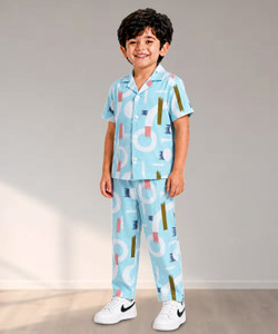 3bros boys printed multicolor night suit set