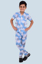 3BROS Boys Printed Blue, White Night Suit Set