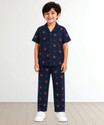 3BROS Boys Printed Dark Blue Night Suit Set