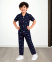 3BROS Boys Printed Dark Blue Night Suit Set