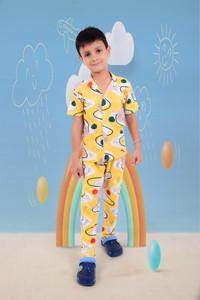 3bros boys printed multicolor night suit set