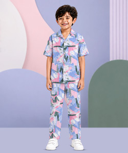 3bros boys printed multicolor night suit set