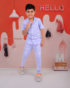 3BROS Boys Night Suit Set Purple Printed