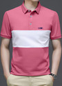3BROS Men Colorblock Polo Neck Cotton Blend (180 gsm) Pink T-Shirt