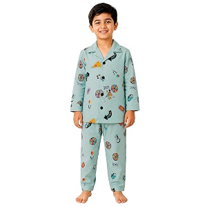 3bros kid39s pure cotton full sleeves night suitdress for boysgirls full pajama amp top sleep suit combo set