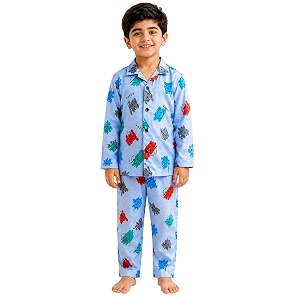 3bros kid39s pure cotton full sleeves night suitdress for boysgirls full pajama amp top sleep suit combo set