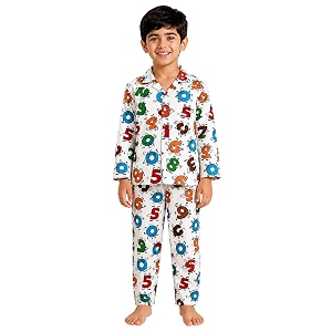 3bros kid39s pure cotton full sleeves night suitdress for boysgirls full pajama amp top sleep suit combo set