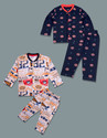 3BROS Baby Boys & Baby Girls Printed Cotton Kids Nightwear (Multicolor Pack of 2)