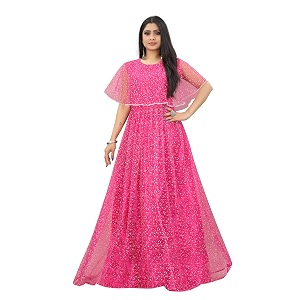 women anarkali maxi long net with silk inner ethnic flared gown for girlwomen semi stitched gown