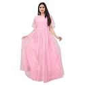 Women Anarkali Maxi Long Net with Silk Inner Ethnic Flared Gown for Girl/Women Semi Stitched Gown