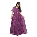 Women Anarkali Maxi Long Net with Silk Inner Ethnic Flared Gown for Girl/Women Semi Stitched Gown