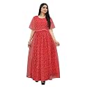 Women Anarkali Maxi Long Net with Silk Inner Ethnic Flared Gown for Girl/Women Semi Stitched Gown