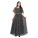 Women Anarkali Maxi Long Net with Silk Inner Ethnic Flared Gown for Girl/Women Semi Stitched Gown
