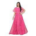 Women Anarkali Maxi Long Net with Silk Inner Ethnic Flared Gown for Girl/Women Semi Stitched Gown
