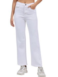 3BUTTERFLIES Flared Women White Jeans