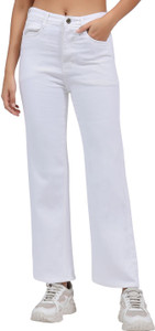 3BUTTERFLIES Flared Women White Jeans