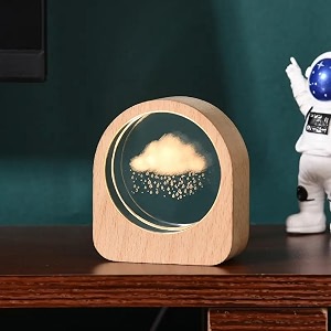 3d cloud with rain crystal ball round shape night lamp creative engraved crystal ball night light usb table led wooden crystal ball for home office birthday gift adults