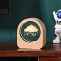 3D Cloud with Rain Crystal Ball, Round Shape Night Lamp, Creative Engraved Crystal Ball Night Light, USB Table LED Wooden Crystal Ball for Home Office Birthday Gift Adults