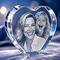 3D Crystal Photo, Personalized Glass Engraved Picture Custom Gift for Women Men Wife Her Him Couples Girlfriend Boyfriend Anniversary Valentines Day Birthday Gifts (Heart_Small)
