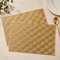 3D Cube PVC Placemat for Center Table, Metallic Gold