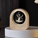 3D Deer Crystal Ball Round Shape Night Lamp, Glass Ball Night Lamp with Woodern Base,Decorations Gifts for Home Office Decoration Birthday Gift Adults (Deer Round Shape Light)