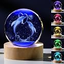 3D Dolphin Gifts for Women - Crystals Ball 60mm Dolphin Figurines Decor Glass Animals Figurine - Birthday Keepsake Paperweight