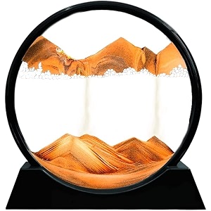 3d dynamic sand art lamp liquid motion moving sand art picture round glass 3d deep sea sandscape in motion display flowing sand frame relaxing desktop home office work decor multi color 7 inch