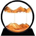 3D Dynamic Sand Art Lamp Liquid Motion, Moving Sand Art Picture Round Glass 3D Deep Sea Sandscape in Motion Display Flowing Sand Frame Relaxing Desktop Home Office Work Decor (Multi Color, 7 inch)
