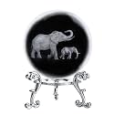 3D Elephant Crystal Ball 2.3in Laser Engraved Figurine with Stand Gift