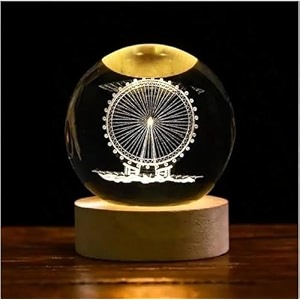 criyale 3d ferris wheel crystal ball night lamp crystal ball night light with usb led wooden base table lamp for bedroom home office christmas decoration birthday gift for boys girls ferris wheel