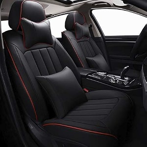 pu leather car seat cover black-red compatible with skoda rapid