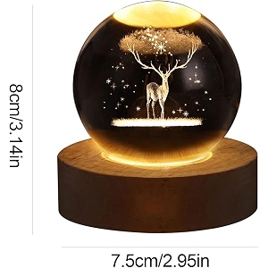 eumqestoer 3d galaxy crystal ball night light  dimmable engraved led glass ball table lamp with usb and wooden base for home decor office birthday gift amp kids bedroom beer