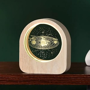 3d galaxy crystal ball round shape night lampcreative engraved crystal ball night light usb table led wooden crystal ball for home decoration birthday gift for teens boy girl