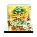3D Memo Pad Time Piece Calendar 2027, 3D Tear-Off Art Desk Calendar 2027, Creative 3D Memo Pad Paper Art Tree House DIY Paper Carving Decoration (Flowering Tree Island-Green)