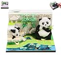 3D Memo Pad Time Piece Calendar 2027, 3D Tear-Off Art Desk Calendar 2027, Creative 3D Memo Pad Paper Art Tree House DIY Paper Carving Decoration (Panda Garden)