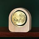 3D Moon Crystal Ball Night Lamp, Creative Engraved LED Light, USB Table Wooden Crystal for Home Office Decoration, Birthday Gift for Adults