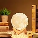 3D Moon Lamp with 7 Color of Lights with Wooden Stand for Bedroom, USB Rechargeable Moon Lamp, Sensor Touch -0077