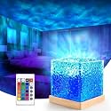 CRIYALE 3D Ocean Wave Effect Night Light for Bedroom, Gradual Rotating LED Night Lamp USB Rechargeable Projector for Bedroom Light Decor, Crystal Table Lamp for Home, Remote Control (Multicolor)