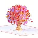 3D Pop Up Cards,Valentines Day Greeting Cards for Women,Gifts Cards for Kids School Heart Card with Envelope for Mother's Day Thinking of You Card for Wife,Girlfriend,Friends(Heart tree card)