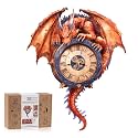 3D Puzzles for Adults-Wooden Firy Dragon Clock Puzzle DIY Clock Model Kit