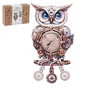 3D Puzzles for Adults-Wooden Owl Clock Puzzle DIY Wall Clock Model Kit