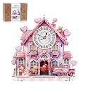 3D Puzzles for Adults-Wooden Romantic House Clock Puzzle DIY Model Kit