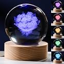3D Rose Crystals Ball 60mm - Glass Figurine Decor I Love You Gifts for Women, Lovers, Girlfriend, Wife - Birthday Room Decoration