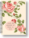 3DS Notebook A5 Diary Ruled 144 Pages (rose with leaves, Pink, Green)