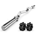 3FT Curl Rod Barbell | 28mm Solid Steel Chrome EZ Curl Bar for Gym &amp; Home Workout | Weight Lifting Rod with Lock Collars | Biceps, Triceps &amp; Forearm Training Bar Compatible with 1 Inch Plates