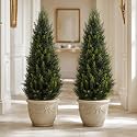 3ft Ficus Artificial tree 90cm tall，fake plant indoor with 2 natural trunks and 336 leaves，fake tree for Home Office Living Room Bedroom Decor