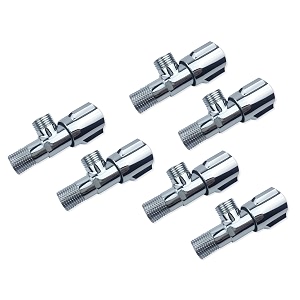 3g dcor universal thread angle valve hot and cold water angle valve chrome bathroom accessories for toilet sink water with flange - pack of 06