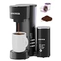 3IN1 Single Serve Coffee Maker with Milk Frother, Small Coffee Machine for K Cup & Ground, 6-14oz Brew Size, 28oz Water Tank, Adjustable Drip Tray