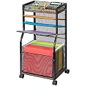 3IngSeagulls Rolling File Cart, 5-Tier Mobile Filing Cabinet on Lockable Wheels, Under Desk Storage, Mesh Sliding Hanging Folder, Office Storage & Organization Cabinet for Office, Home, and School